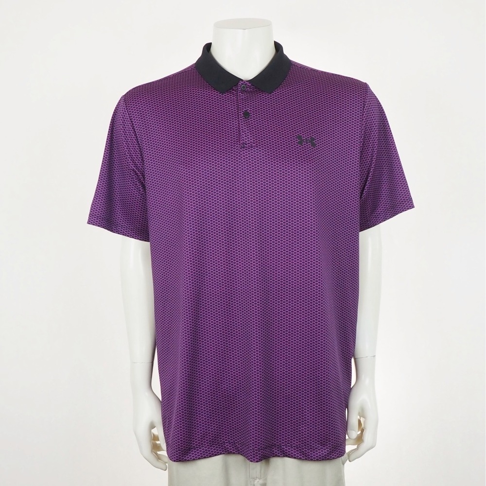 Under Armour UA 3.0 Performance Golf Polo Shirt Mens XL Black Geometric Print